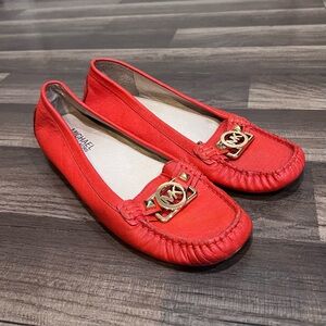 Michael Kors Vibrant Red / Orange Moccasin Loafers Shoes size US 7